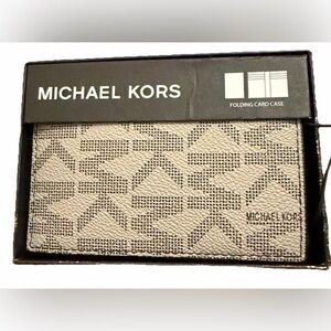 Michael Kors Fold Card Case Wallett Pearl Gray NWT